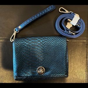 “Charming Charlie” blue wristlet/ clutch purse